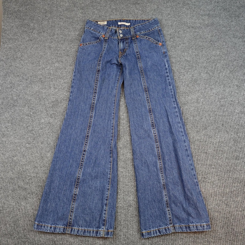 Levis Premium Noughties Bell Jeans Womens 27x32 Medium Wash Blue Flare Denim